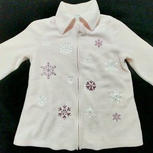 Bundle of Joy Christmas Sweater Size Medium Pink 100%‎ Polyester Zip Up #1256